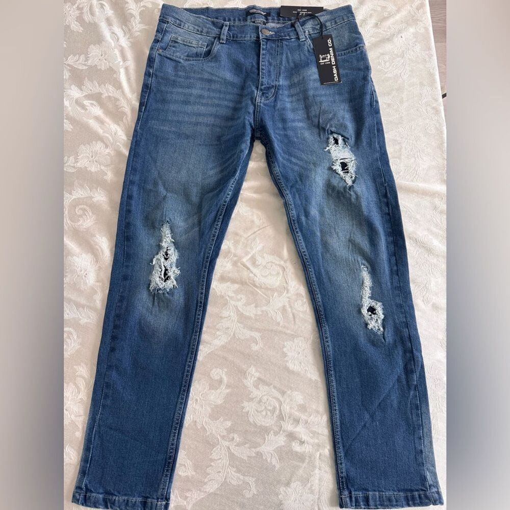 Dash Denim Distressed Straight Leg Jeans Size 36 / 30 *** NWT